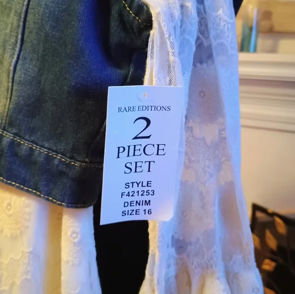 Rare Editions Gold Embellished Sundress Sleeveless Casual Jean Lace New - Picture 7 of 8